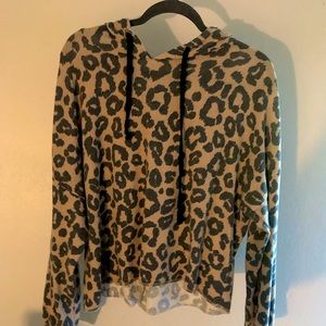 Cheetah print hooded sweatshirt